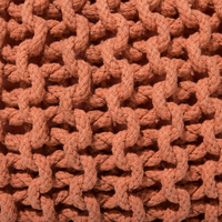 Pouf ottomana in cotone lavorato a maglia in rame con perline EPS riempimento rotondo piccolo poggiapiedi 40 x 25 cm