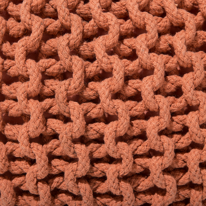 Pouf ottomana in cotone lavorato a maglia in rame con perline EPS riempimento rotondo piccolo poggiapiedi 40 x 25 cm