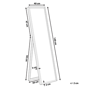 Specchio da terra in vetro dorato in materiale sintetico 40 x 140 cm con cornice decorativa dal design moderno