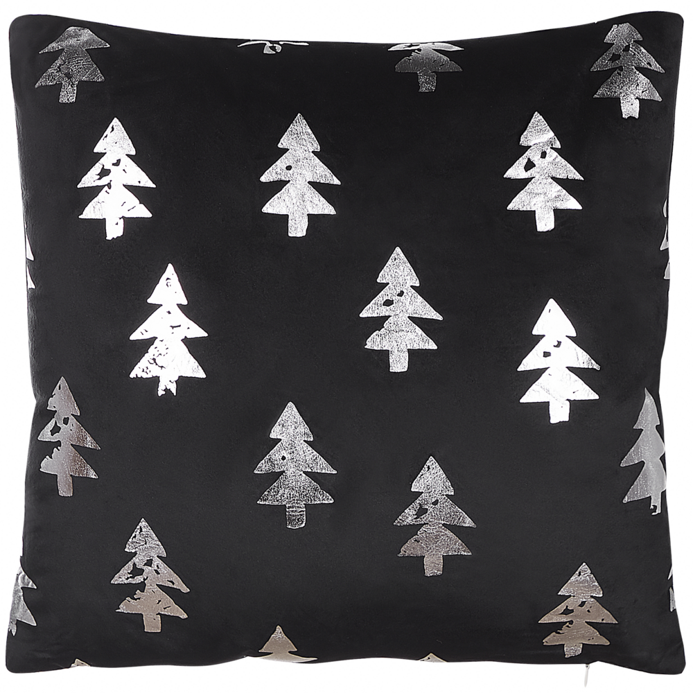 Set di 2 cuscini velluto imbottiti alberi di natale 45 x 45 cm nero