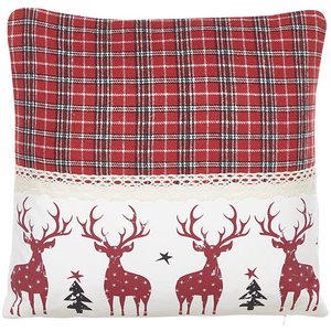 Set di 2 cuscini decorativi con renne 45 x 45 cm rosso stile moderno contemporaneo salotto camera da letto