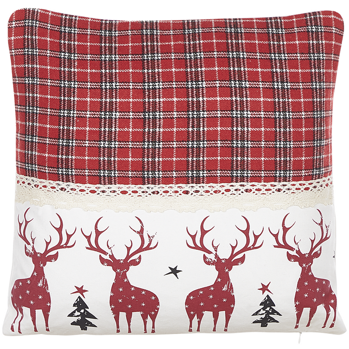 Set di 2 cuscini decorativi con renne 45 x 45 cm rosso stile moderno contemporaneo salotto camera da letto