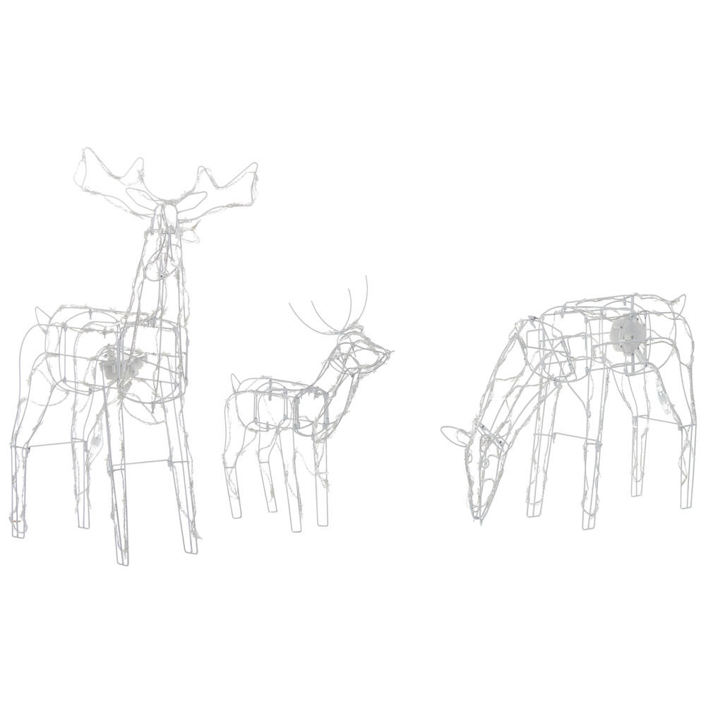 Set di 2 Decorazioni Natalizie da Esterno Renne in Varie Dimensioni con Luci LED Bianco