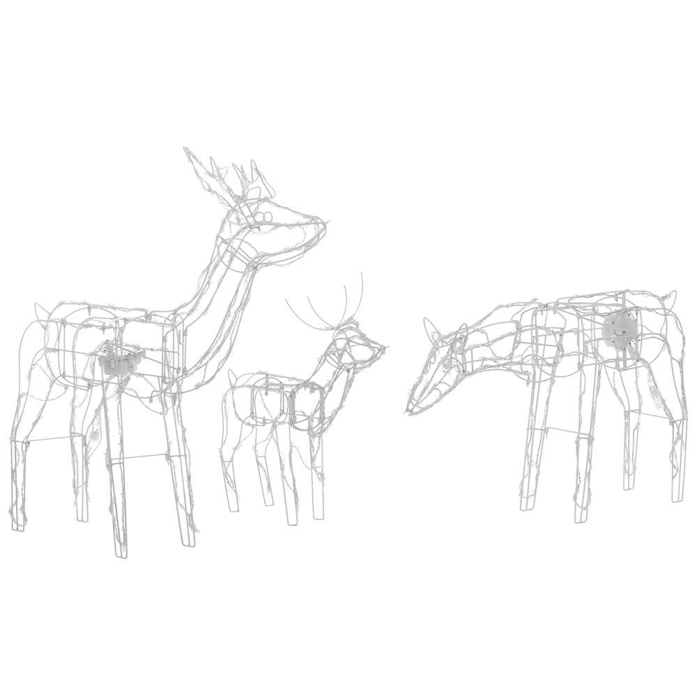 Set di 2 Decorazioni Natalizie da Esterno Renne in Varie Dimensioni con Luci LED Bianco