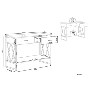 Consolle Madia credenza 2 cassetti Ripiano in legno scuro Struttura in metallo Nero Piano in truciolare in stile industriale Soggiorno