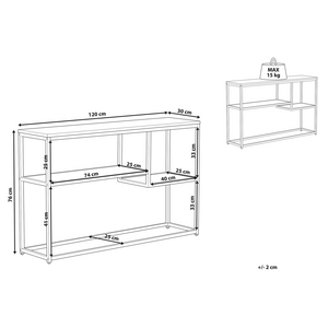 Consolle con 2 Ripiani Legno Scuro con Gambe Nere 75 x 120 cm Stile Industriale