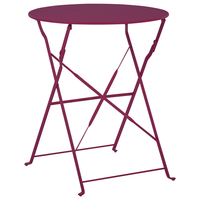 Set da Esterno 3 pezzi Tavolino e 2 Sedile Pieghevoli in Metallo Bordeaux