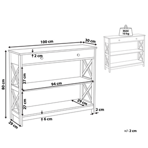 Console Madia credenza Nera 80 x 100 x 30 cm credenza 1 Cassetto 2 Ripiani Country