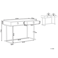 Consolle Nero 2 cassetti con maniglie ad anello Base in metallo dorato scrivania smart working Tavolo da salotto Comò per camera da letto