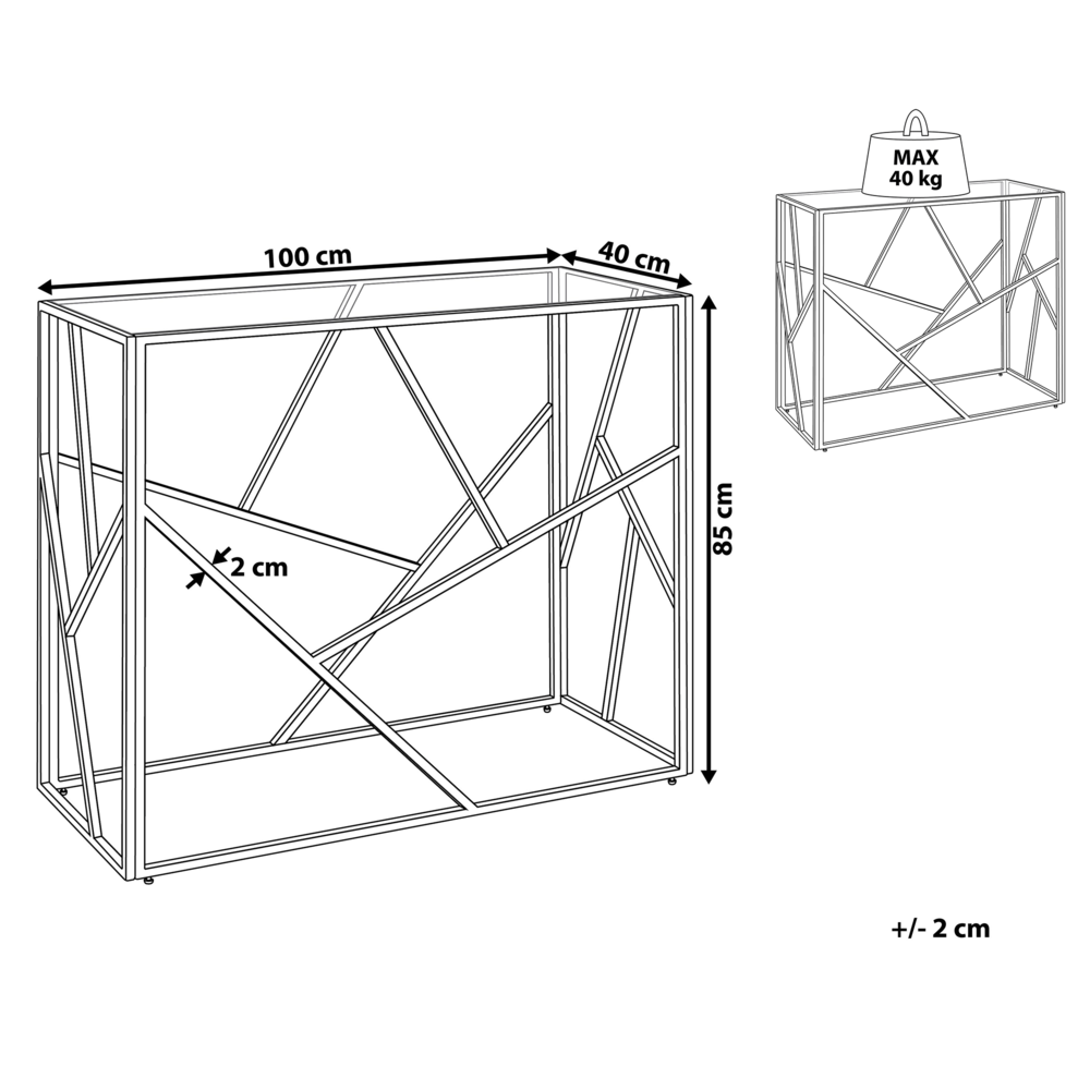 Consolle Piano Vetro Trasparente Struttura Metallo Argento 100 x 40 cm Glam Modern