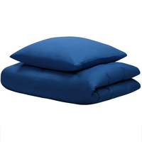 Set di biancheria da letto 135 x 200 cm in cotone a tinta unita blu
