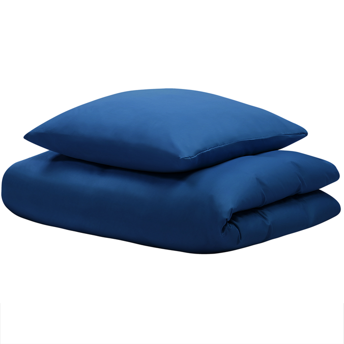 Set di biancheria da letto 135 x 200 cm in cotone a tinta unita blu