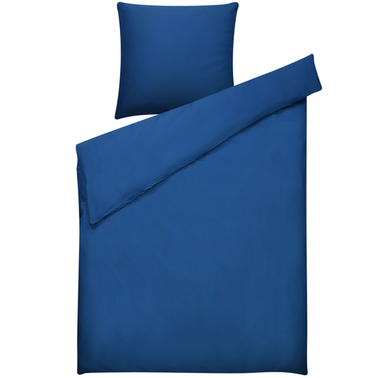 Set di biancheria da letto 135 x 200 cm in cotone a tinta unita blu
