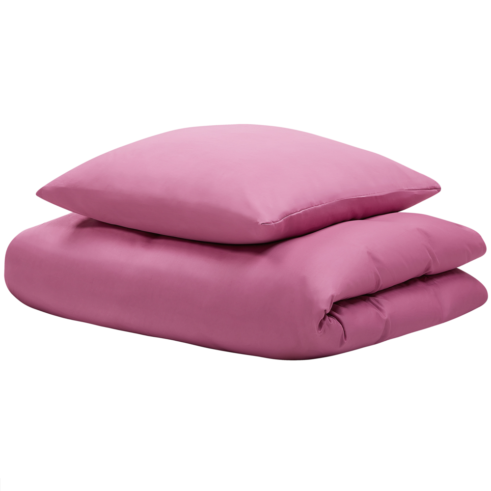 Set di biancheria da letto 135 x 200 cm in cotone a tinta unita rosa
