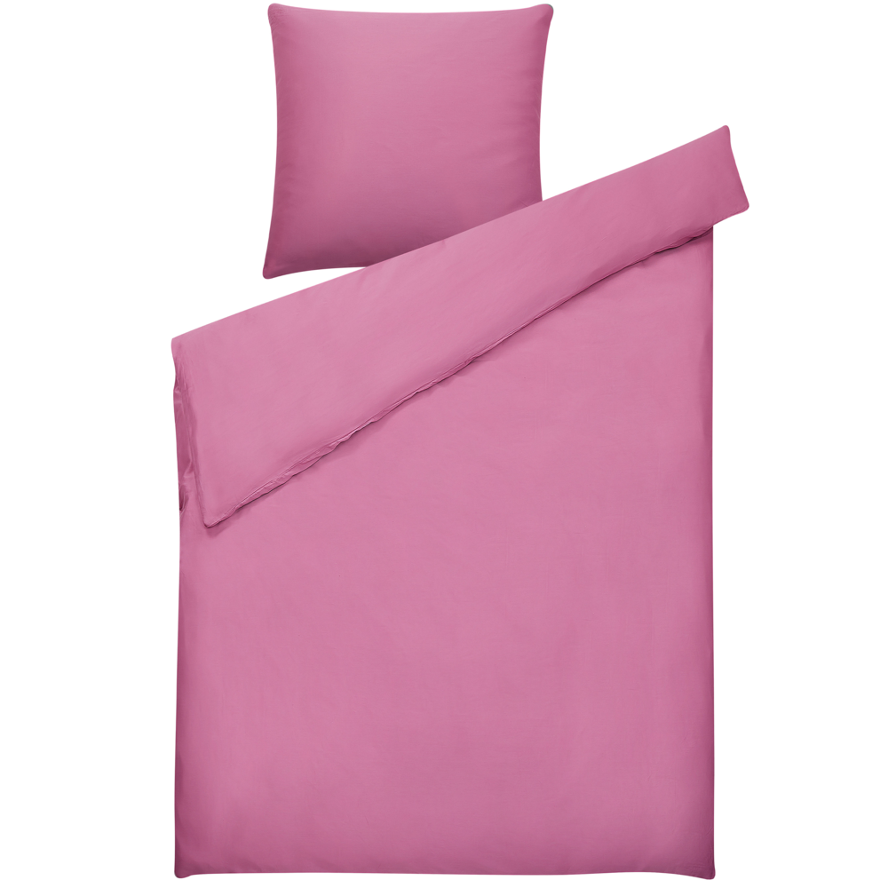 Set di biancheria da letto 135 x 200 cm in cotone a tinta unita rosa