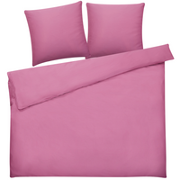 Set di biancheria da letto 200 x 220 cm in cotone a tinta unita rosa