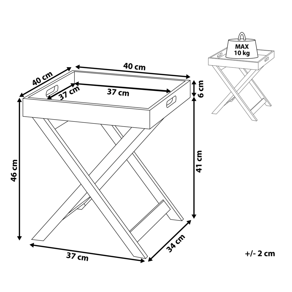 Tavolino da caffè Vassoio rimovibile pieghevole in legno grigio dal design scandinavo