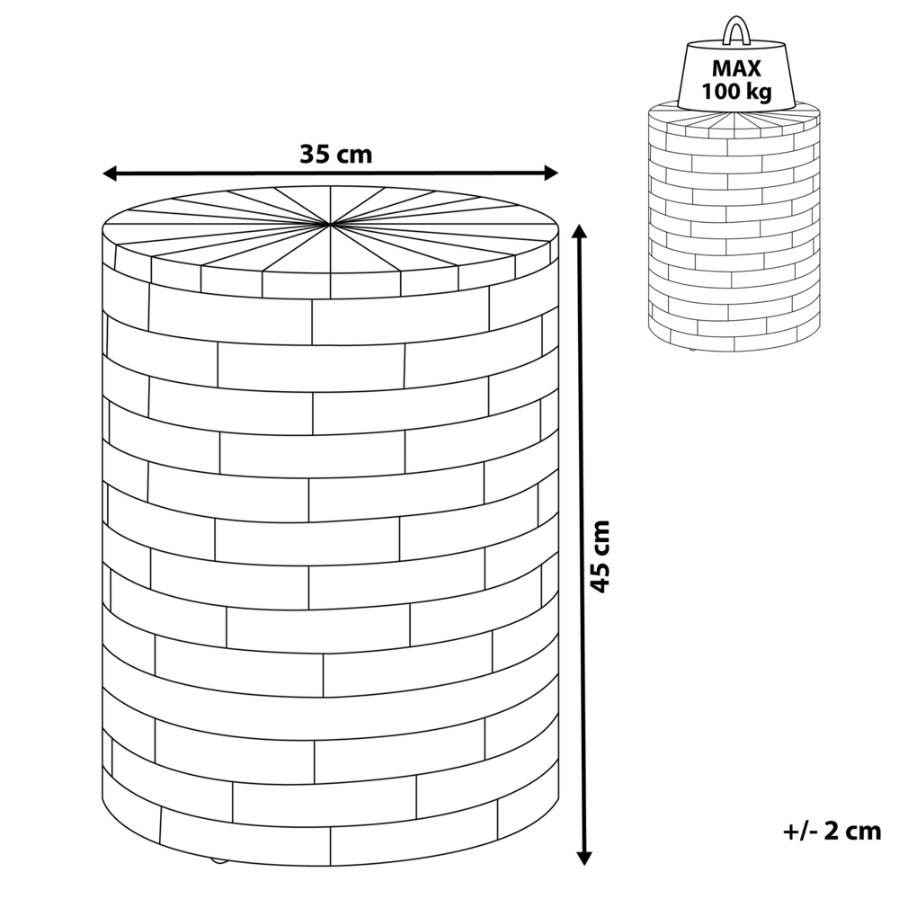 Comodino con cilindrico in stile rustico in legno di teak moderno