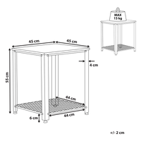 Tavolino Legno Scuro Piano Tavolo Metallo Cornice Nera Scaffale Industriale Quadrato 45 cm