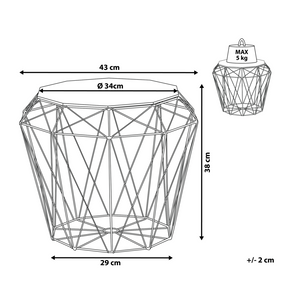 Tavolino Luce Base in Legno e Metallo Dorato Piano Sfoderabile Geometrico Glam