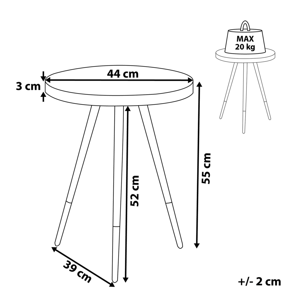Tavolino da Salotto con Treppiede Base dorato Effetto Marmo Bianco