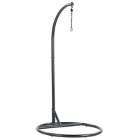 Poltrona Sospesa con Cesta in Corda di Poliestere Beige per Interno ed Esterno Boho