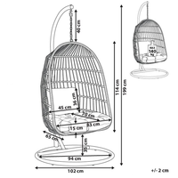 Poltrona Sospesa con Cesta in Corda di Poliestere Beige per Interno ed Esterno Boho