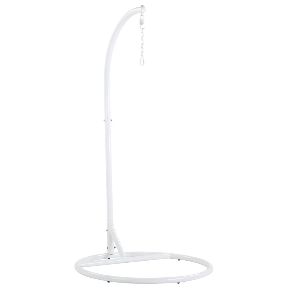 Poltrona Sospesa con Cesta in Corda di Poliestere Beige per Interno ed Esterno Boho