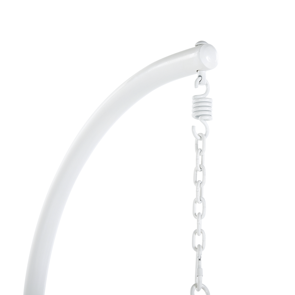 Poltrona Sospesa con Cesta in Corda di Poliestere Beige per Interno ed Esterno Boho