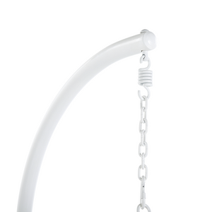 Poltrona Sospesa con Cesta in Corda di Poliestere Beige per Interno ed Esterno Boho