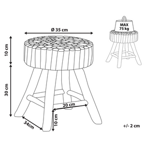 Comodino Leggero Legno Teak 35 x 35 x 40 cm Poggiapiedi Sgabello Rustico Moderno