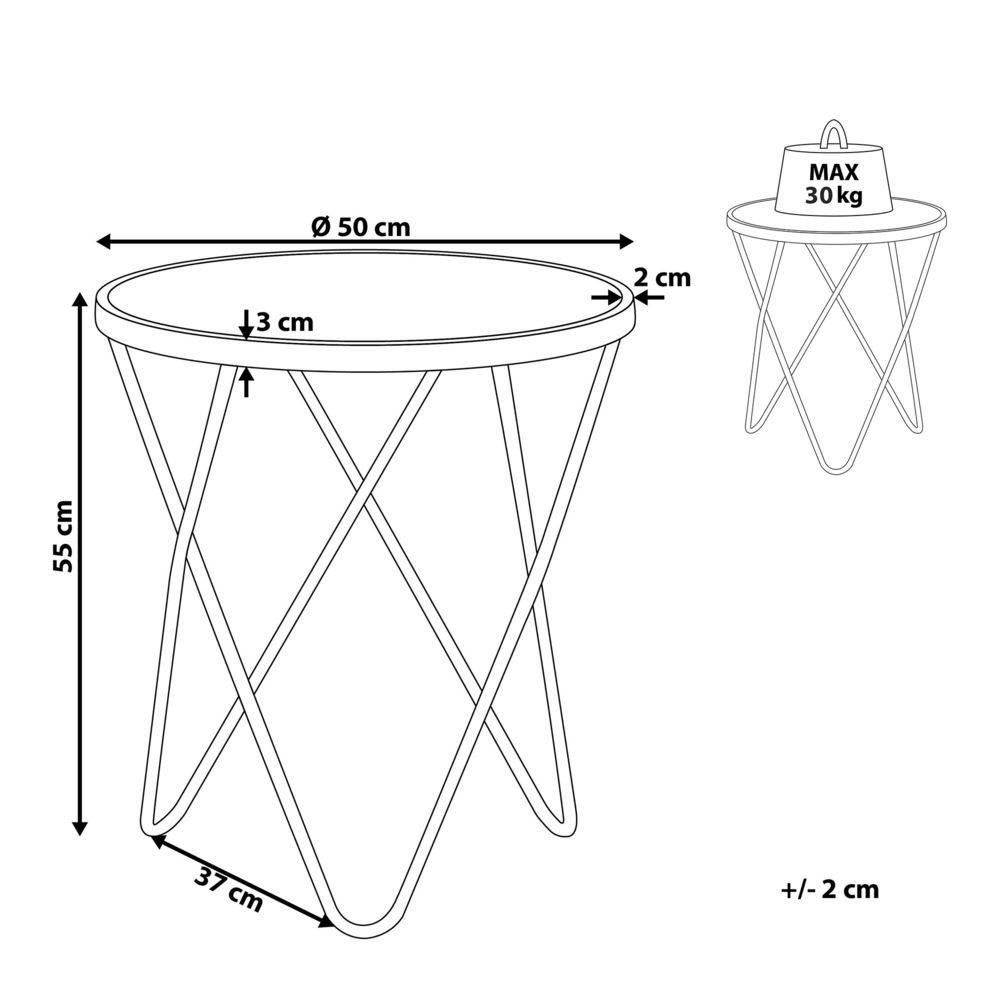 Tavolino Piano In Vetro Temperato Bianco Gambe A Forcella In Metallo Argento Forma Rotonda