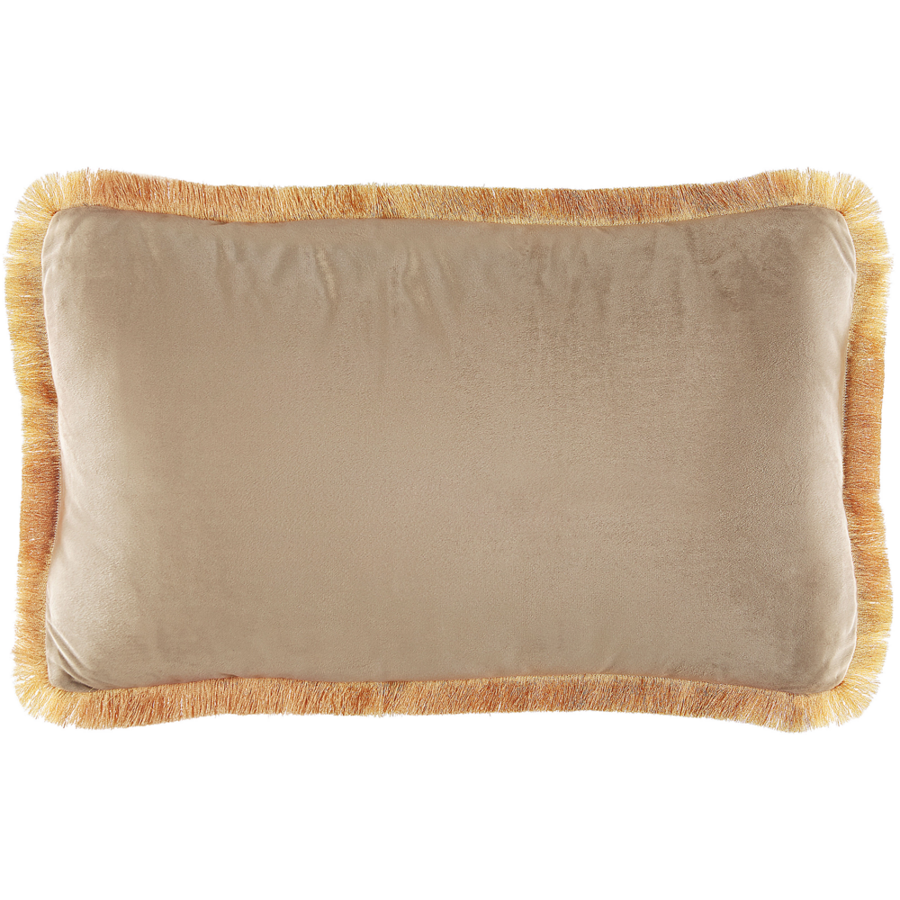 Set di 2 cuscini velluto Accessorio decorativo nappe 30 x 50 cm beige