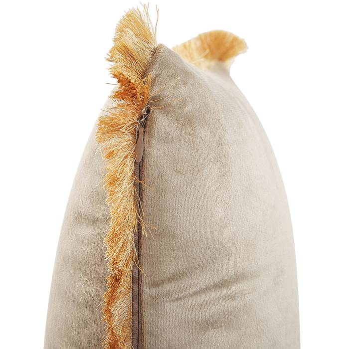 Set di 2 cuscini velluto Accessorio decorativo nappe 30 x 50 cm beige