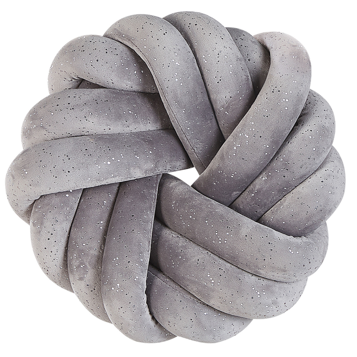 Morbido Cuscino decorativo a Forma di Nodo Grigio 30 x 30 cm camera da letto soggiorno