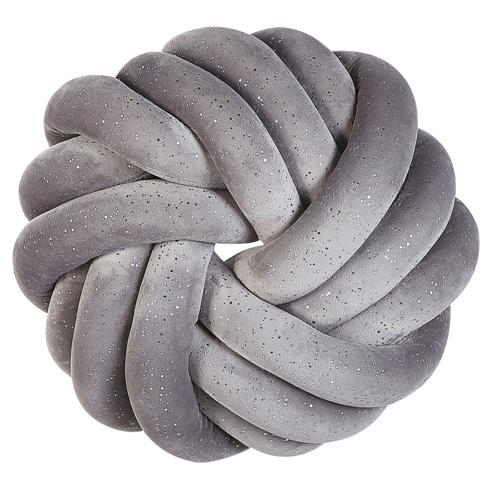 Morbido Cuscino decorativo a Forma di Nodo Grigio 30 x 30 cm camera da letto soggiorno