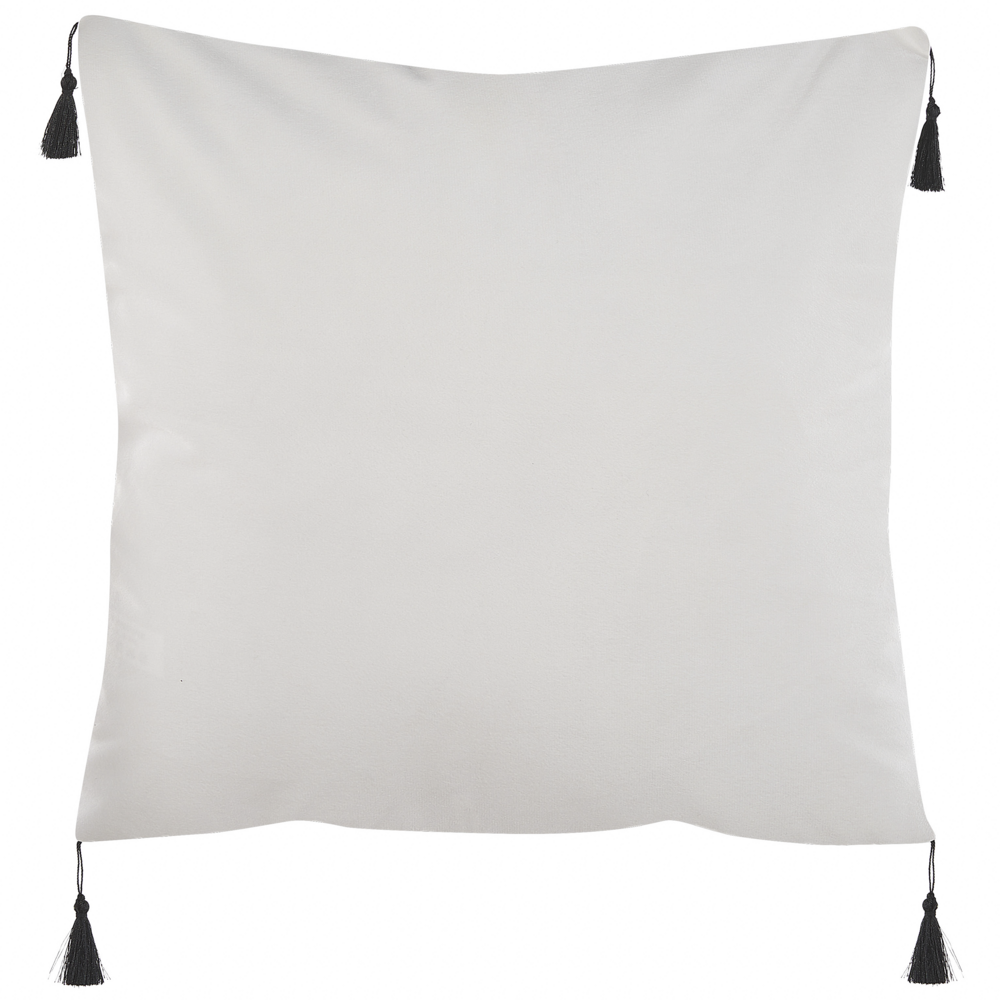 Set di 2 cuscini motivo geometrico nappe 45 x 45cm bianco e nero