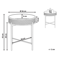 Tavolino in metallo Nero gambe pieghevoli in rattan chiaro piano staccabile rotondo Boho