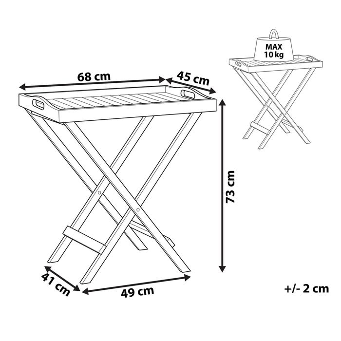 Tavolo da tè per esterni in legno di acacia vassoio pieghevole da tavolo resistente ai raggi UV