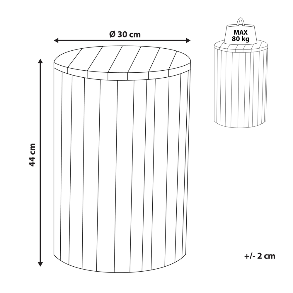 Comodino in Legno Chiaro con Teak Bianco 30 x 30 x 44 cm Poggiapiedi Rustico