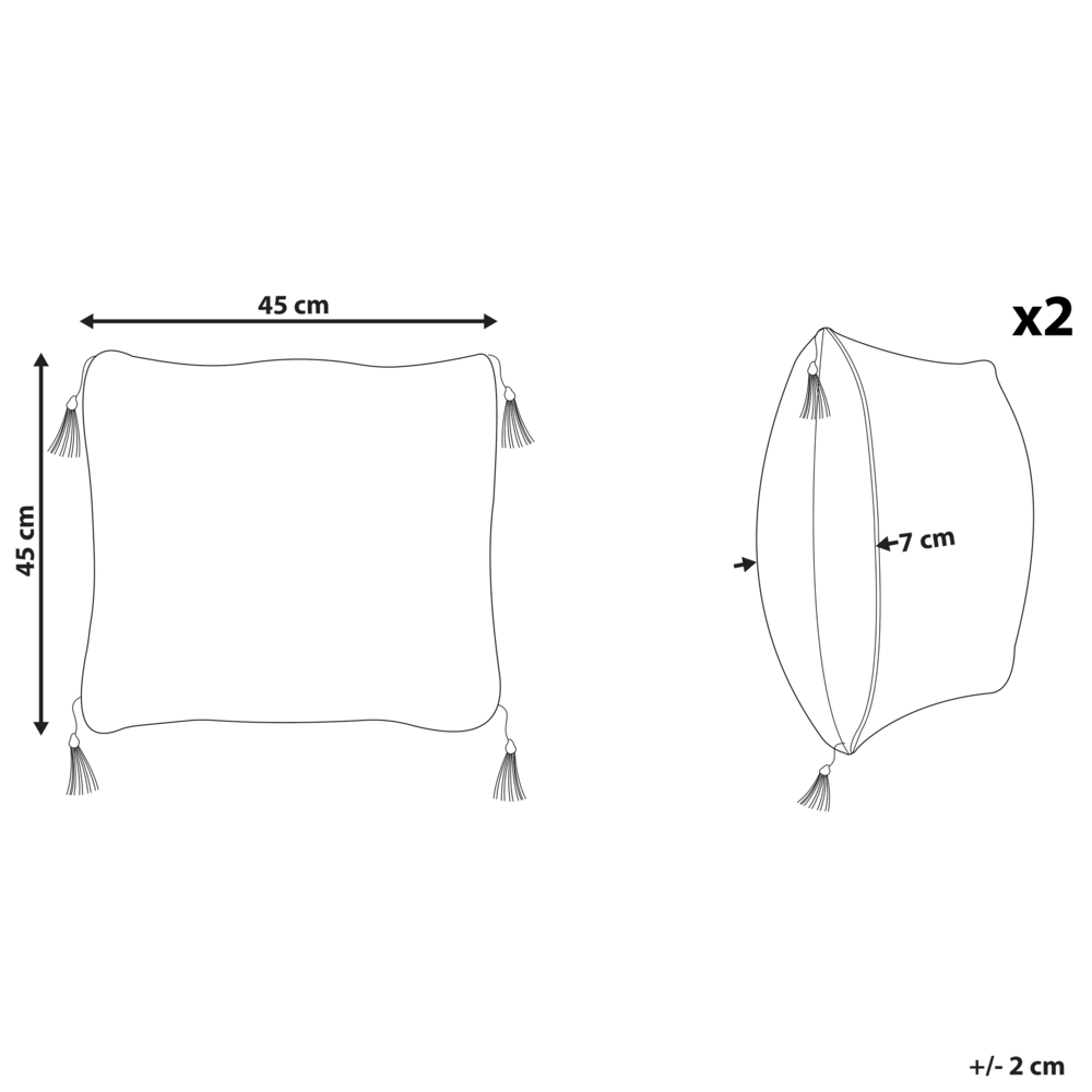 Set di 2 cuscini motivo geometrico nappe 45 x 45 cm bianco e nero