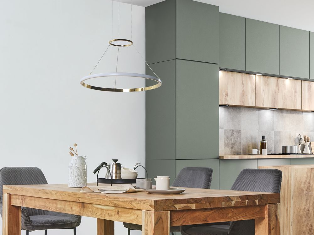 Moderna Lampada a Sospensione Illuminazione Integrata LED Anelli Lampada a Sospensione Rotonda in Metallo dorato