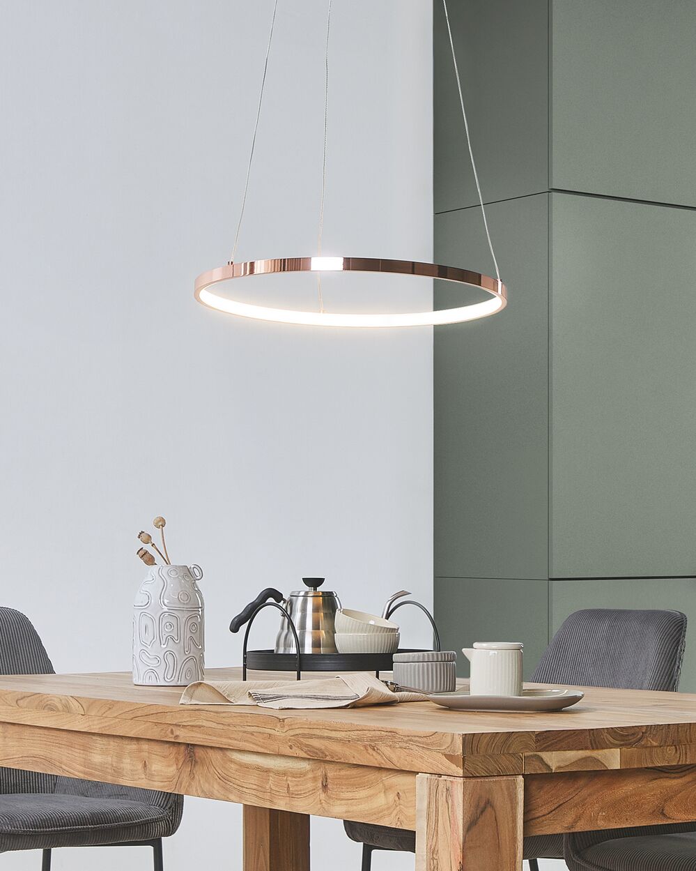 Moderna Lampada a Sospensione Illuminazione LED Integrata Anello Rotondo ø 50 cm Oro Rosa
