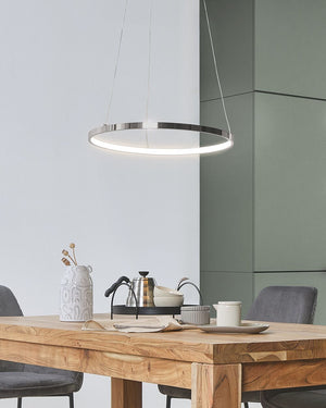 Moderna Lampada a Sospensione Illuminazione LED Integrata Anello Rotondo ø 40 cm Argento