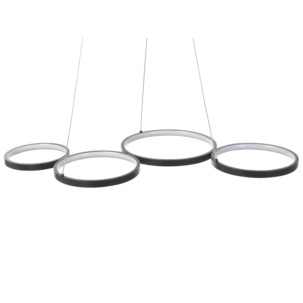 Moderna Lampada a Sospensione Integrata LED Luce 5 Anelli in Alluminio Nero