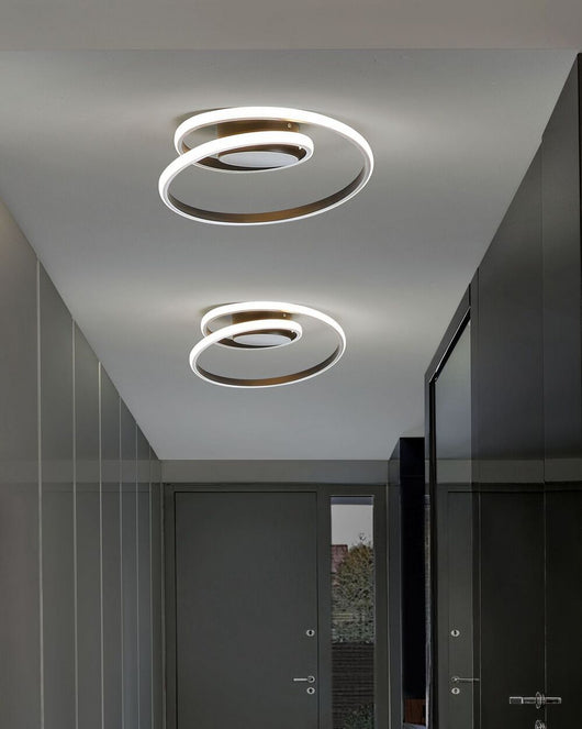Plafoniera Moderna Illuminazione Integrata Luci LED Anelli Metallo Nero