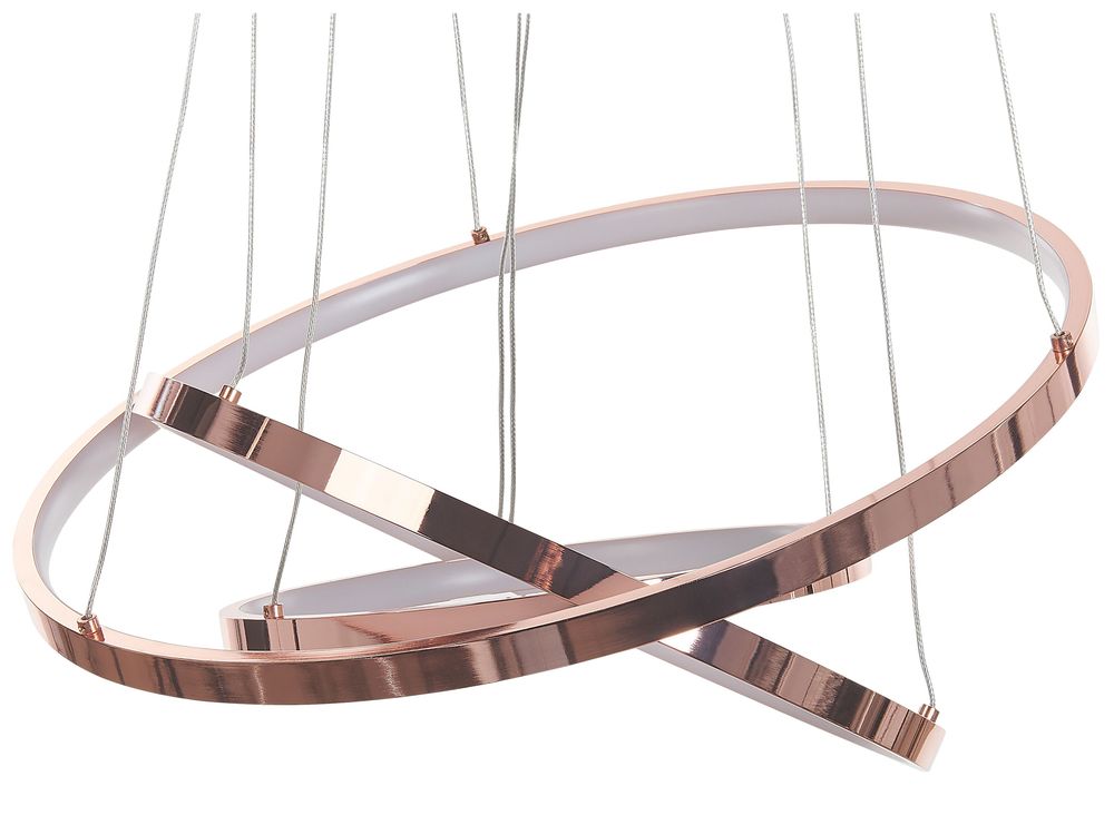 Lampada a Sospensione Moderna Illuminazione Integrata LED 3 Anelli Rotondi Oro Rosa