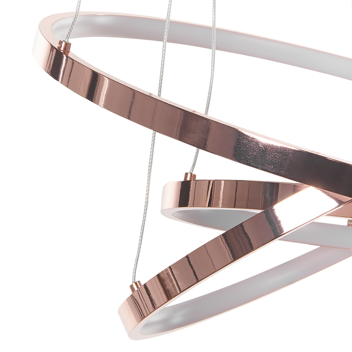 Lampada a Sospensione Moderna Illuminazione Integrata LED 3 Anelli Rotondi Oro Rosa