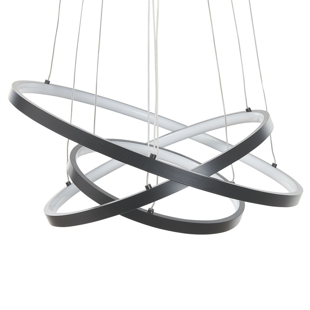 Lampada a Sospensione Moderna Illuminazione Integrata LED 3 Anelli Tondi Nero
