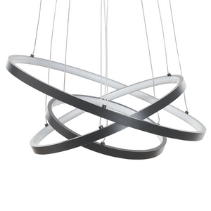Lampada a Sospensione Moderna Illuminazione Integrata LED 3 Anelli Tondi Nero